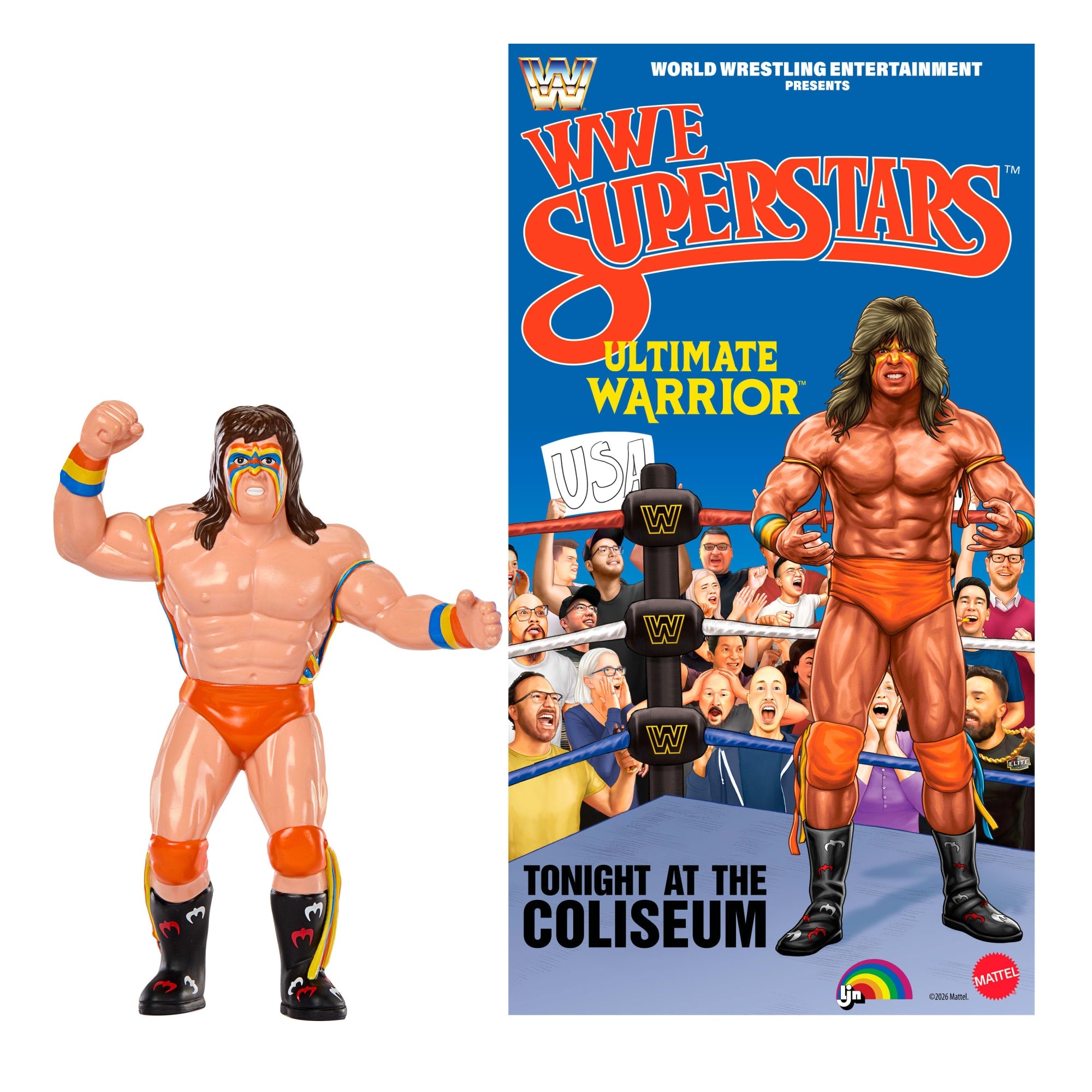 LJN WWE Superstars Ultimate Warrior Action Figure & Poster