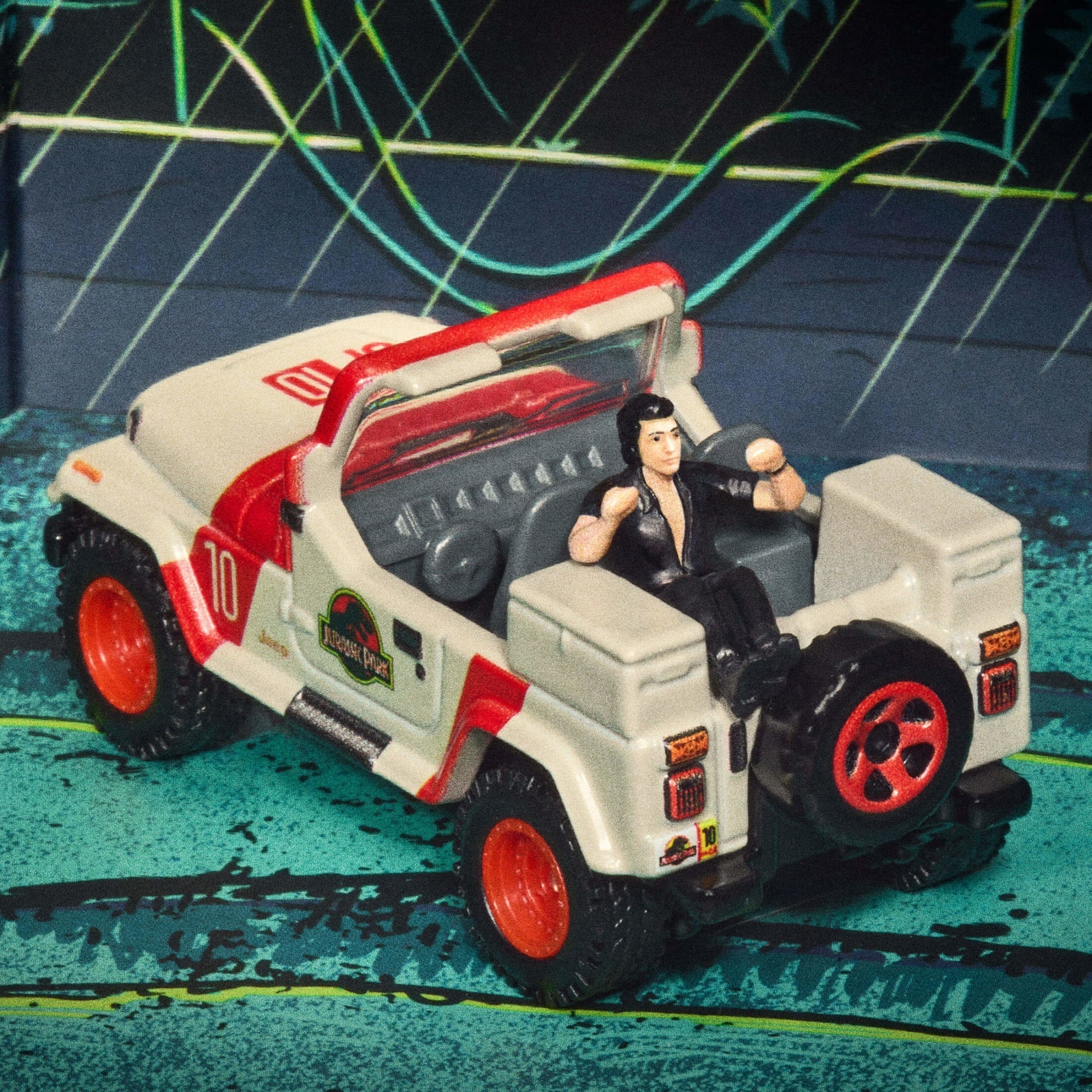 Hot Wheels Jurassic Park Jeep Wrangler & Dr. Ian Malcolm