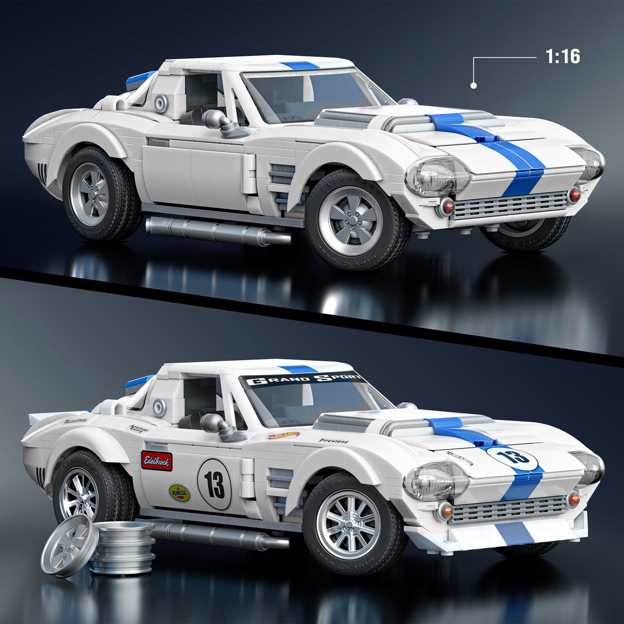 Mattel Brick Shop Hot Wheels Corvette Grand Sport Building Set